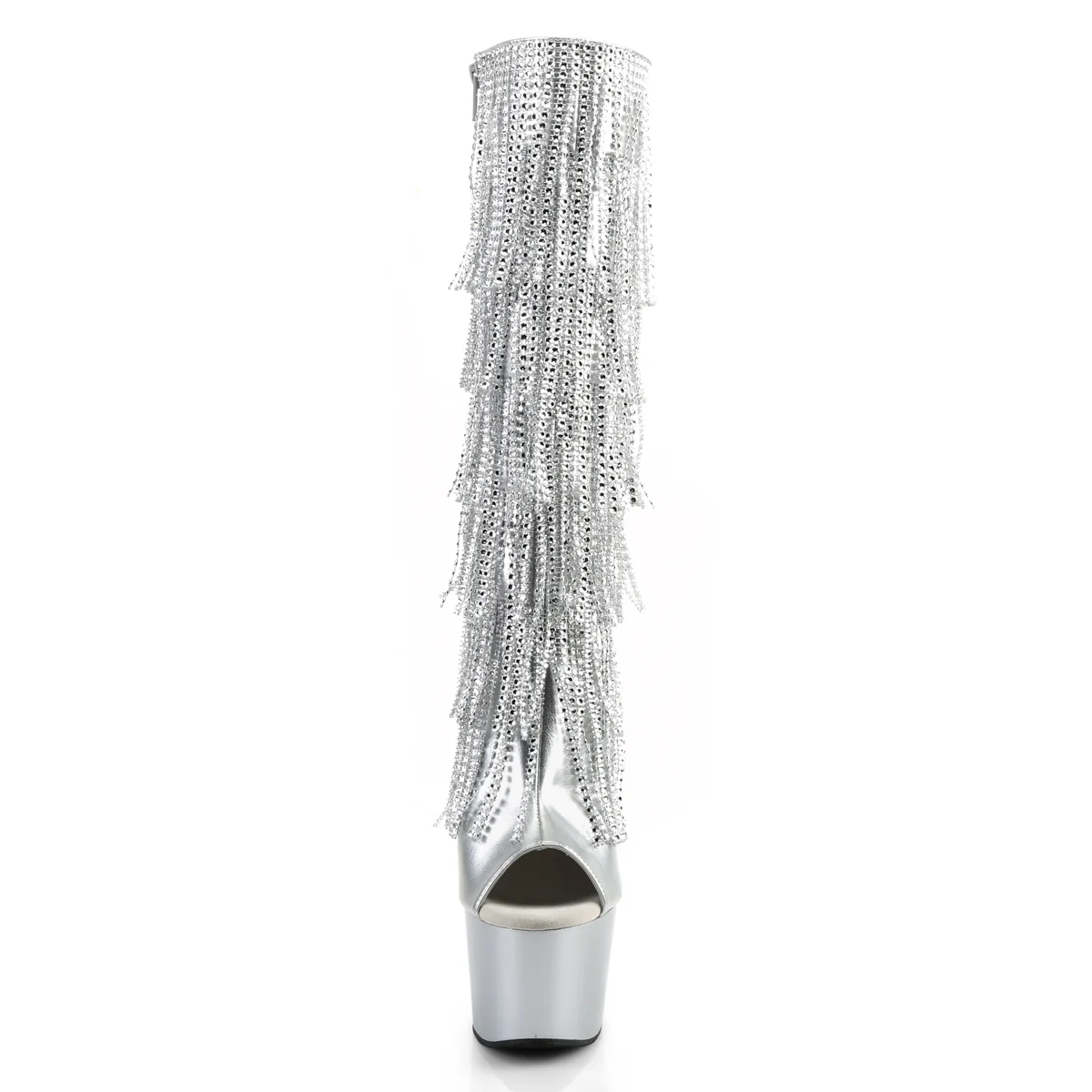 Silver 7 Inch Pole Dancer Knee High Boots - Pleaser ADORE-2024RSF - Image 2