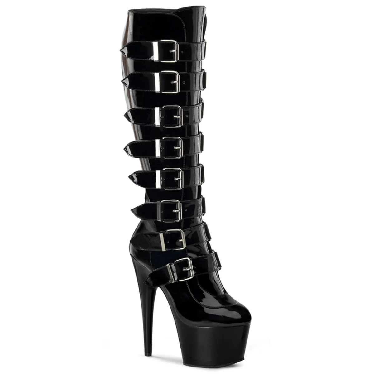 Black 7 Inch Exotic Dancer Knee High Boots - Pleaser ADORE-2043 - Image 6
