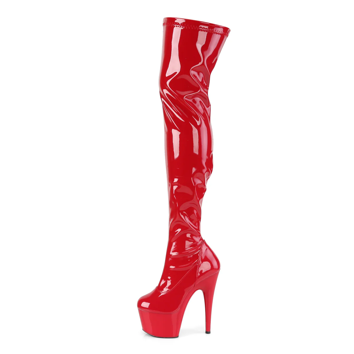 Red 7 Inch Erotic Platform Thigh Boots -  Pleaser ADORE-3000 - Image 3
