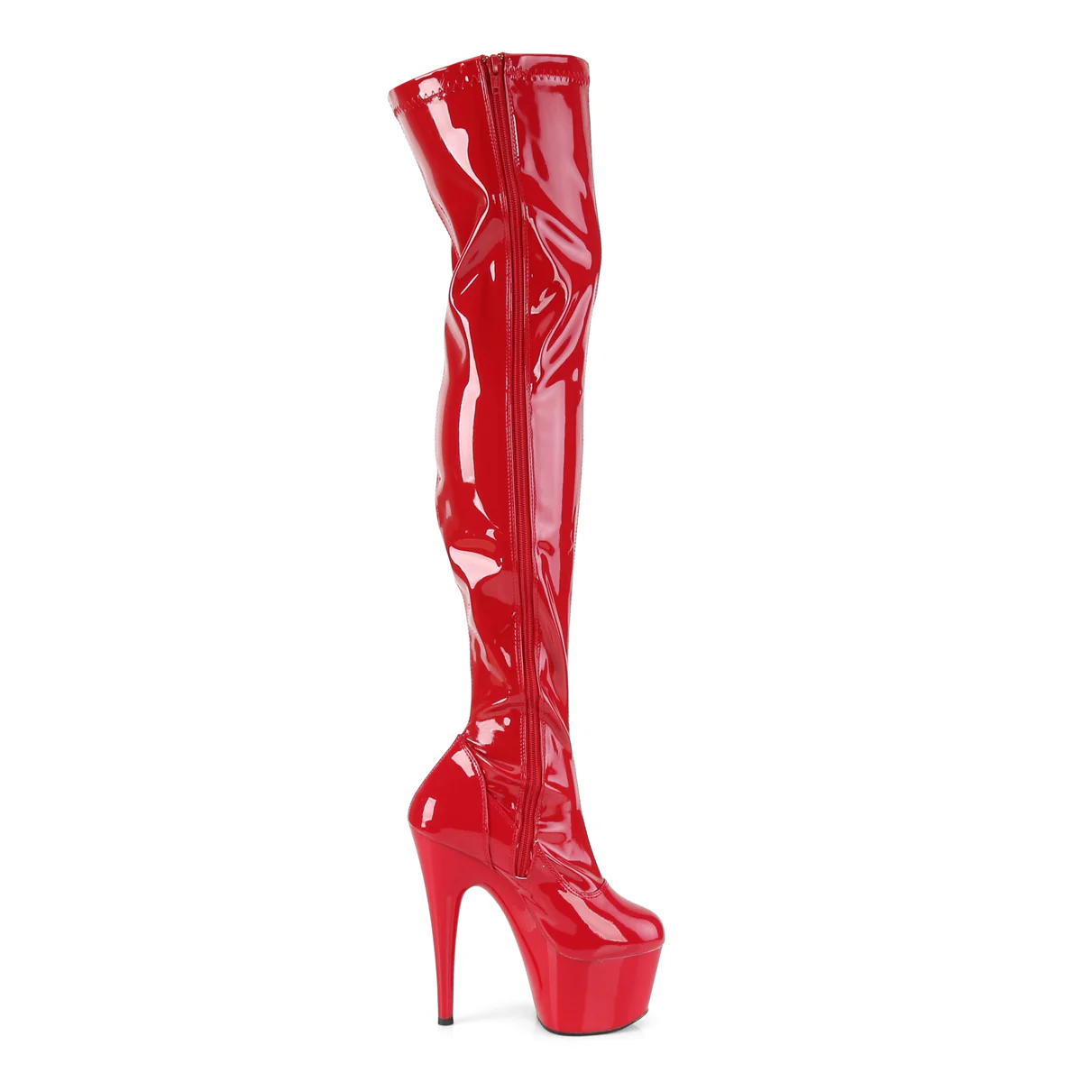 Red 7 Inch Erotic Platform Thigh Boots -  Pleaser ADORE-3000 - Image 5
