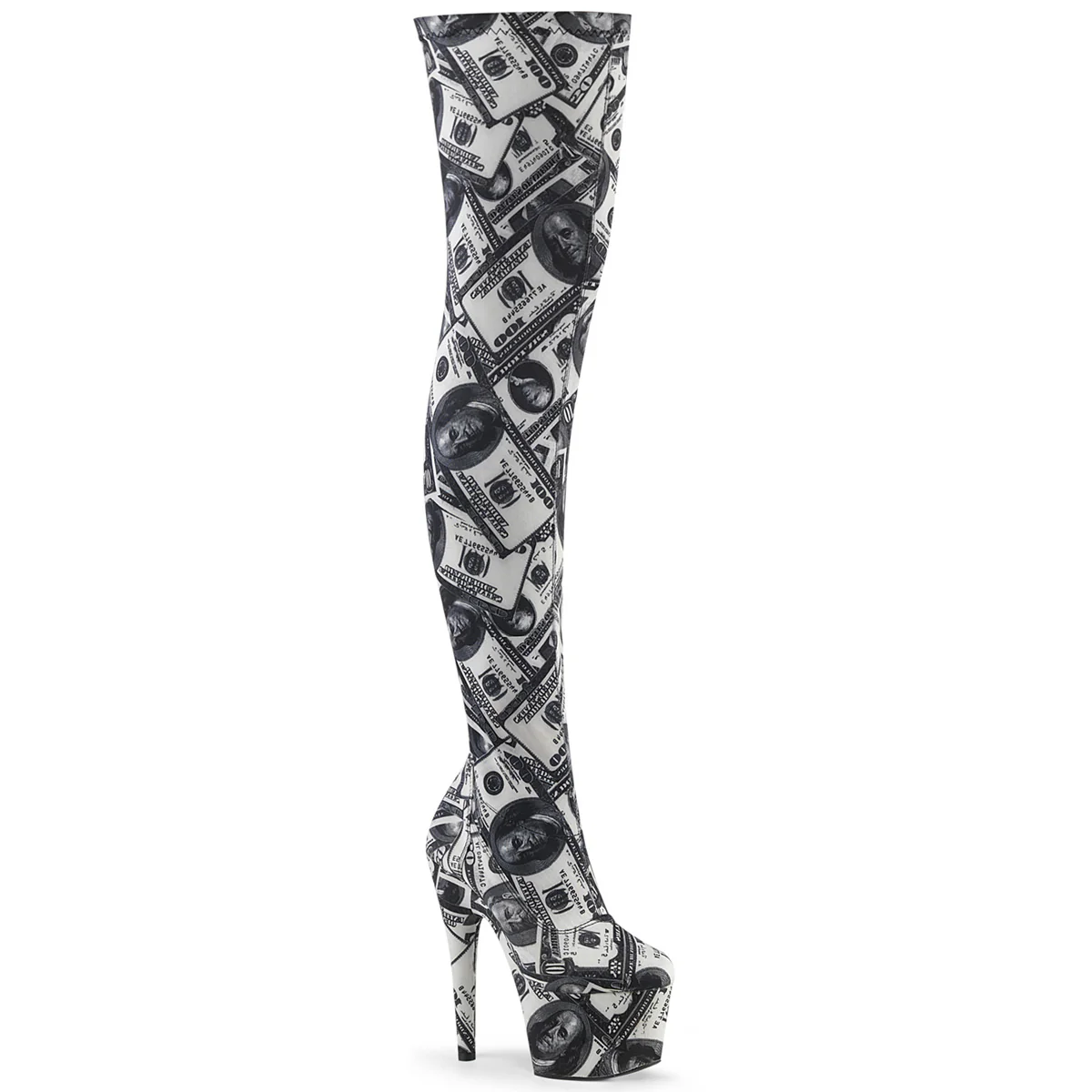 White 7 Inch Pole Dancing Thigh Boots - Pleaser ADORE-3000DP
