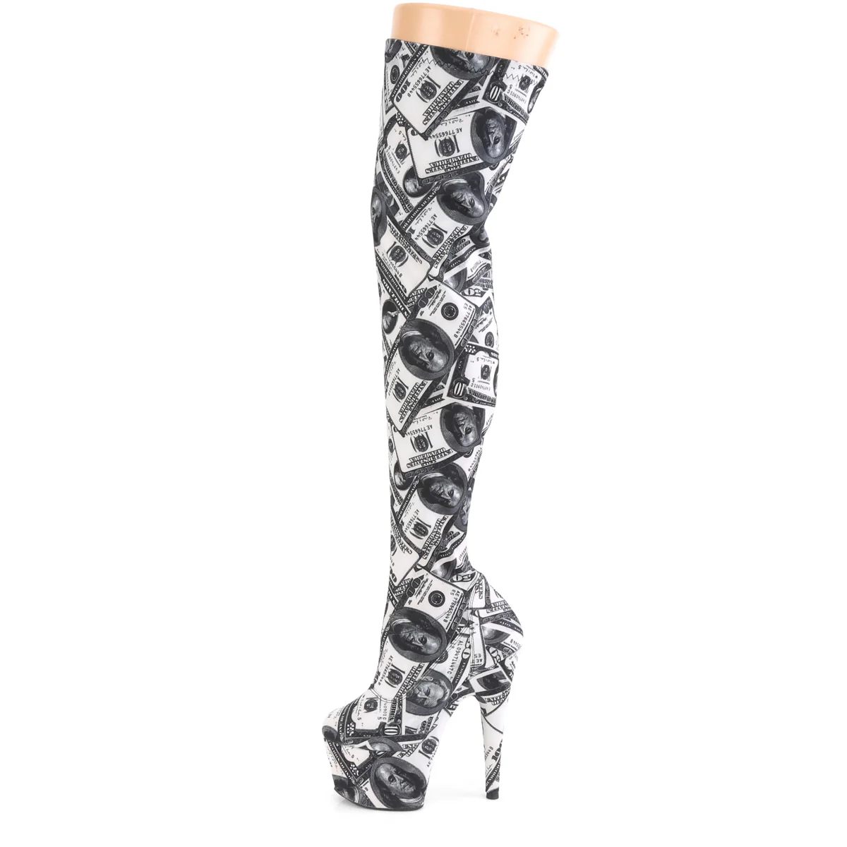 White 7 Inch Pole Dancing Thigh Boots - Pleaser ADORE-3000DP - Image 3