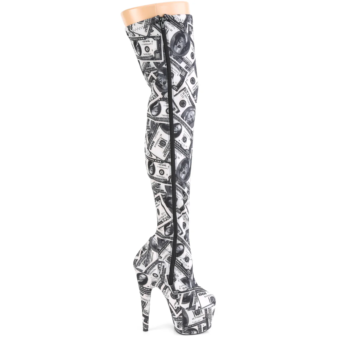 White 7 Inch Pole Dancing Thigh Boots - Pleaser ADORE-3000DP - Image 5