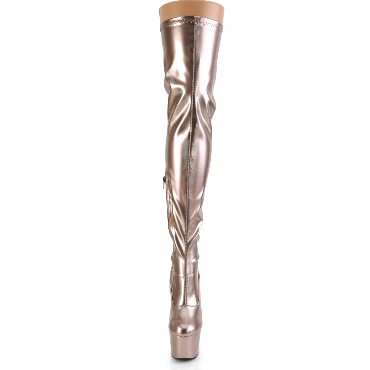 Rose Gold 7 Inch Fetish Platform Thigh Boots - Pleaser ADORE-3000HWR - Image 2