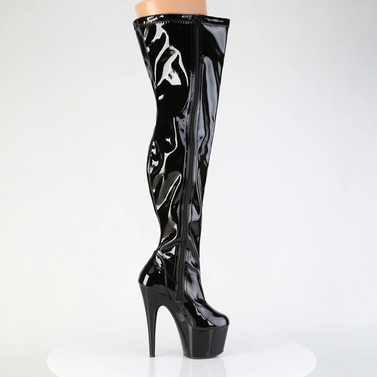 Black Patent 7 Inch Fetish Thigh Boots - Pleaser ADORE-3000WCF - Image 5