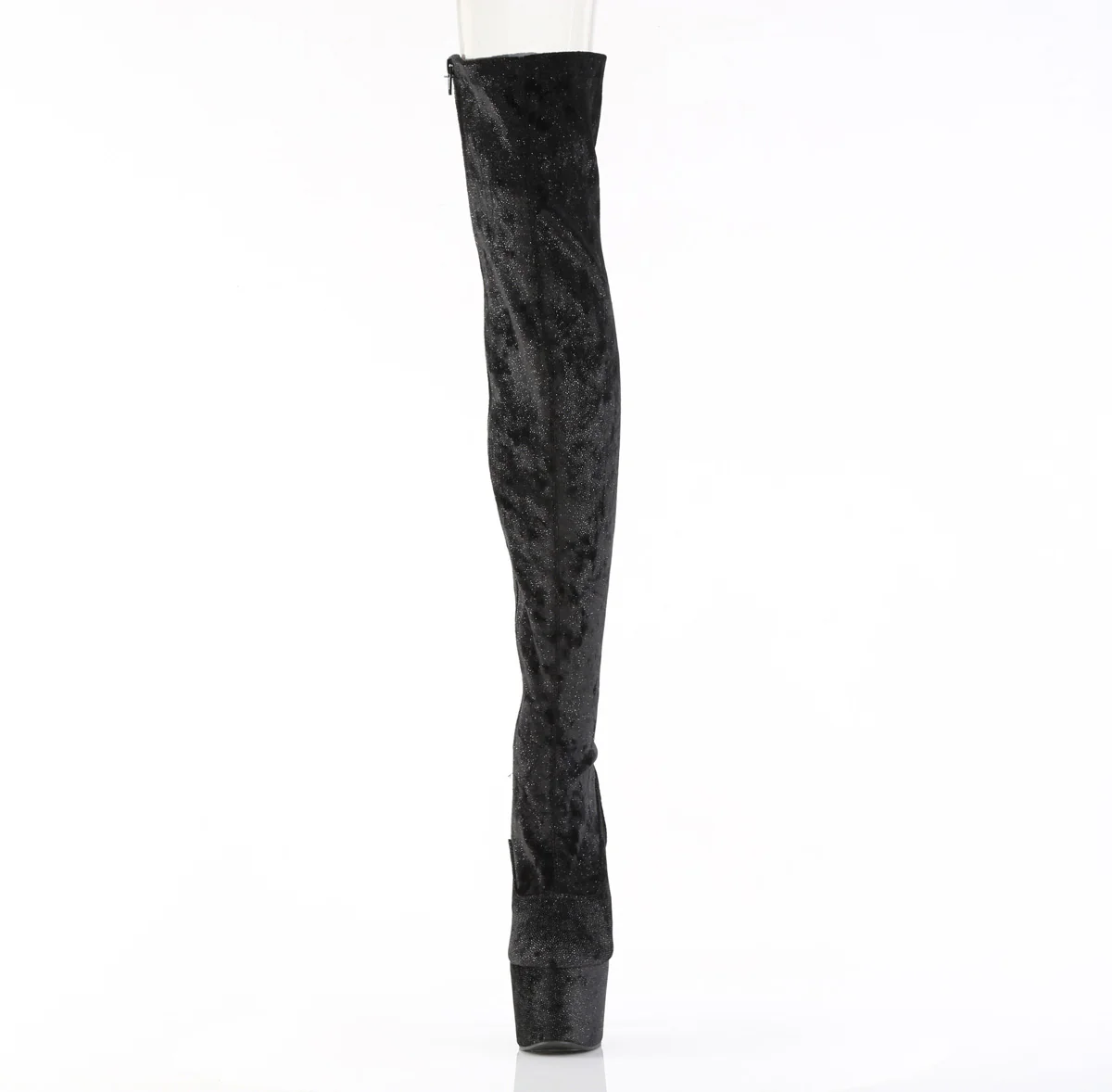 Black Fabric 7 Inch Sexy Thigh Boots - Pleaser ADORE-3000WR - Image 2