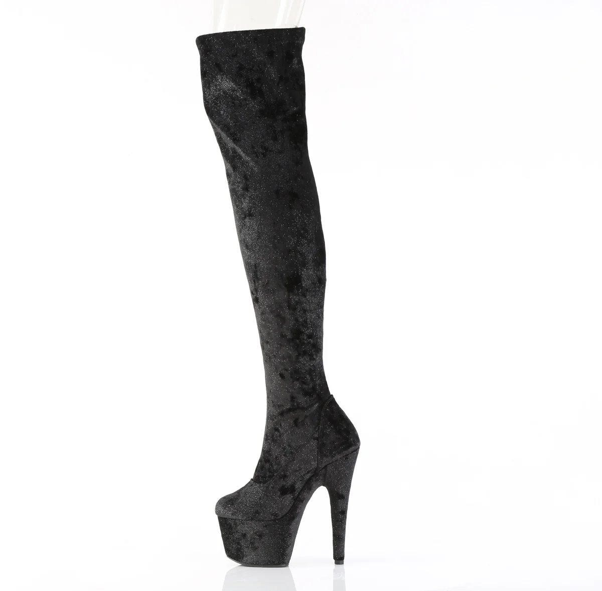 Black Fabric 7 Inch Sexy Thigh Boots - Pleaser ADORE-3000WR - Image 3