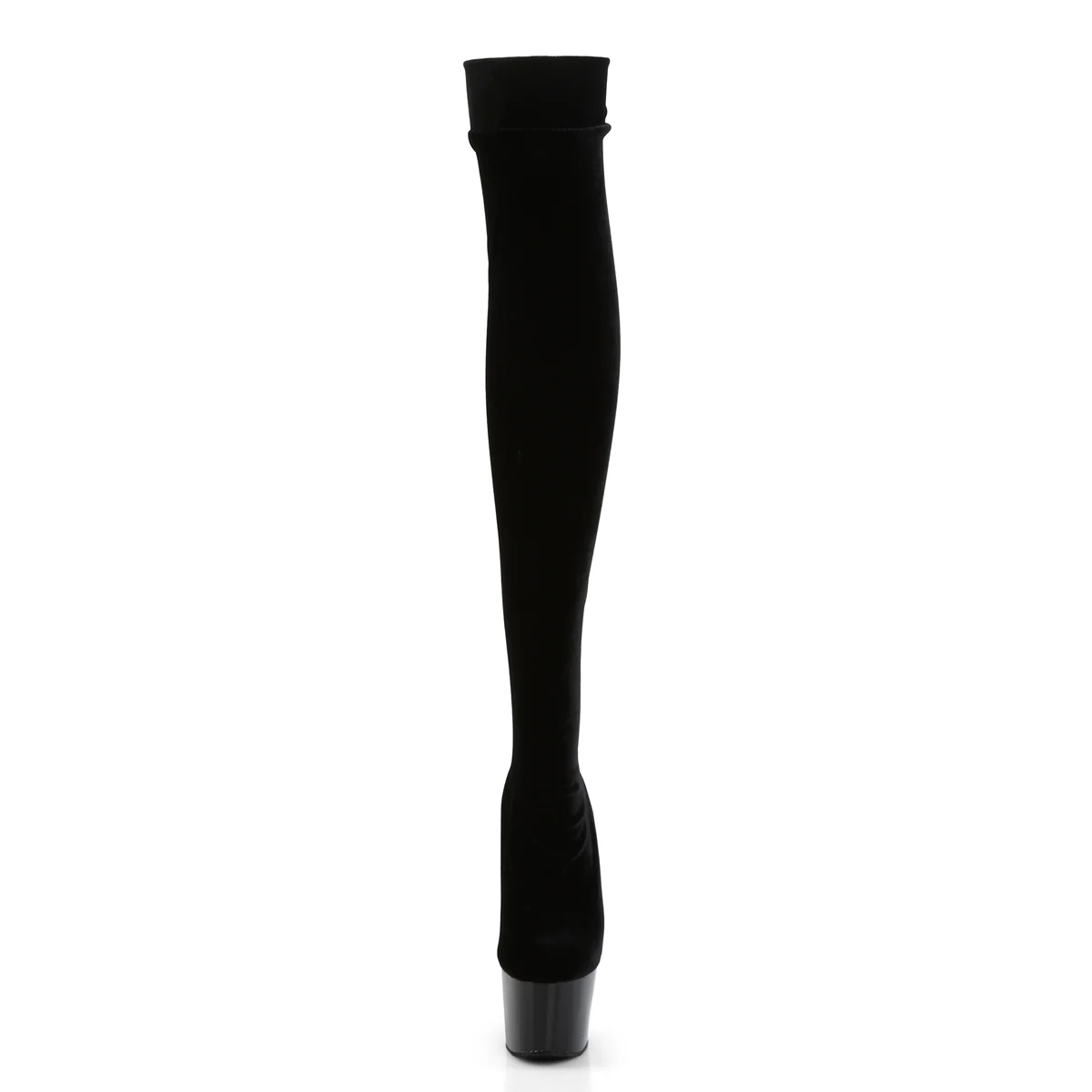 Black Velvet 7 Inch Dancing Platform Thigh Boots - Pleaser ADORE-3002 - Image 2