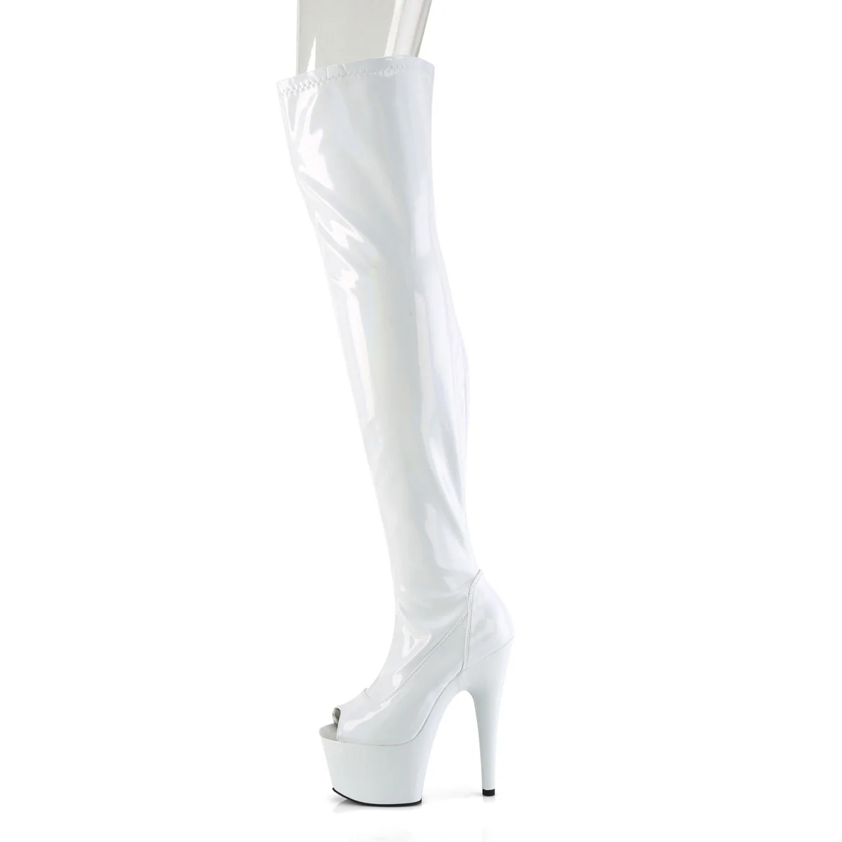 White 7 Inch Platform Sexy Thigh Boots - Pleaser ADORE-3011HWR - Image 3