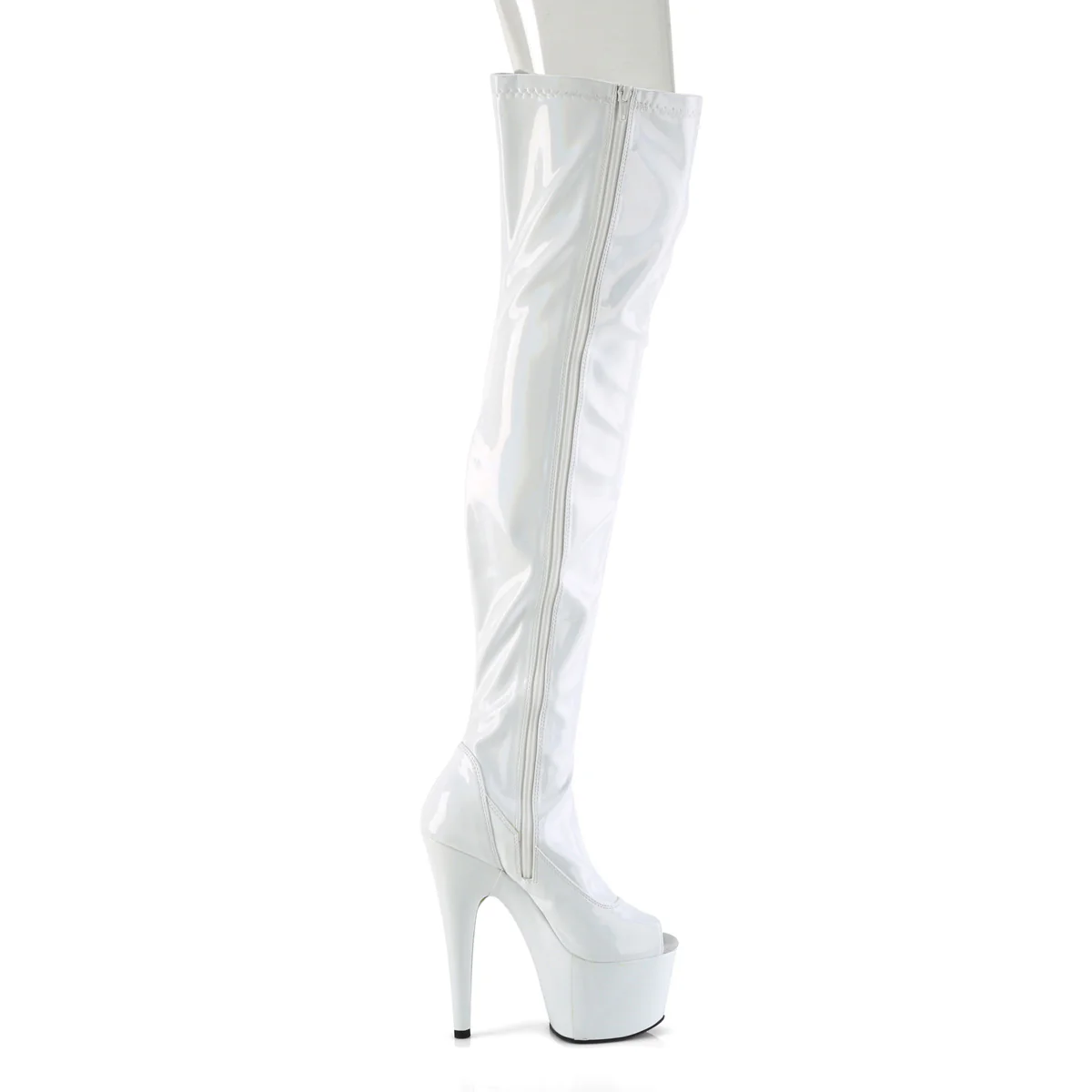 White 7 Inch Platform Sexy Thigh Boots - Pleaser ADORE-3011HWR - Image 5