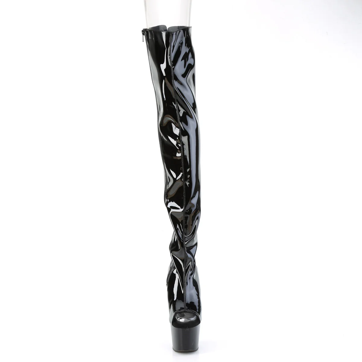 Black Patent 7 Inch Fetish Bedroom Thigh Boots - Pleaser ADORE-3017 - Image 2