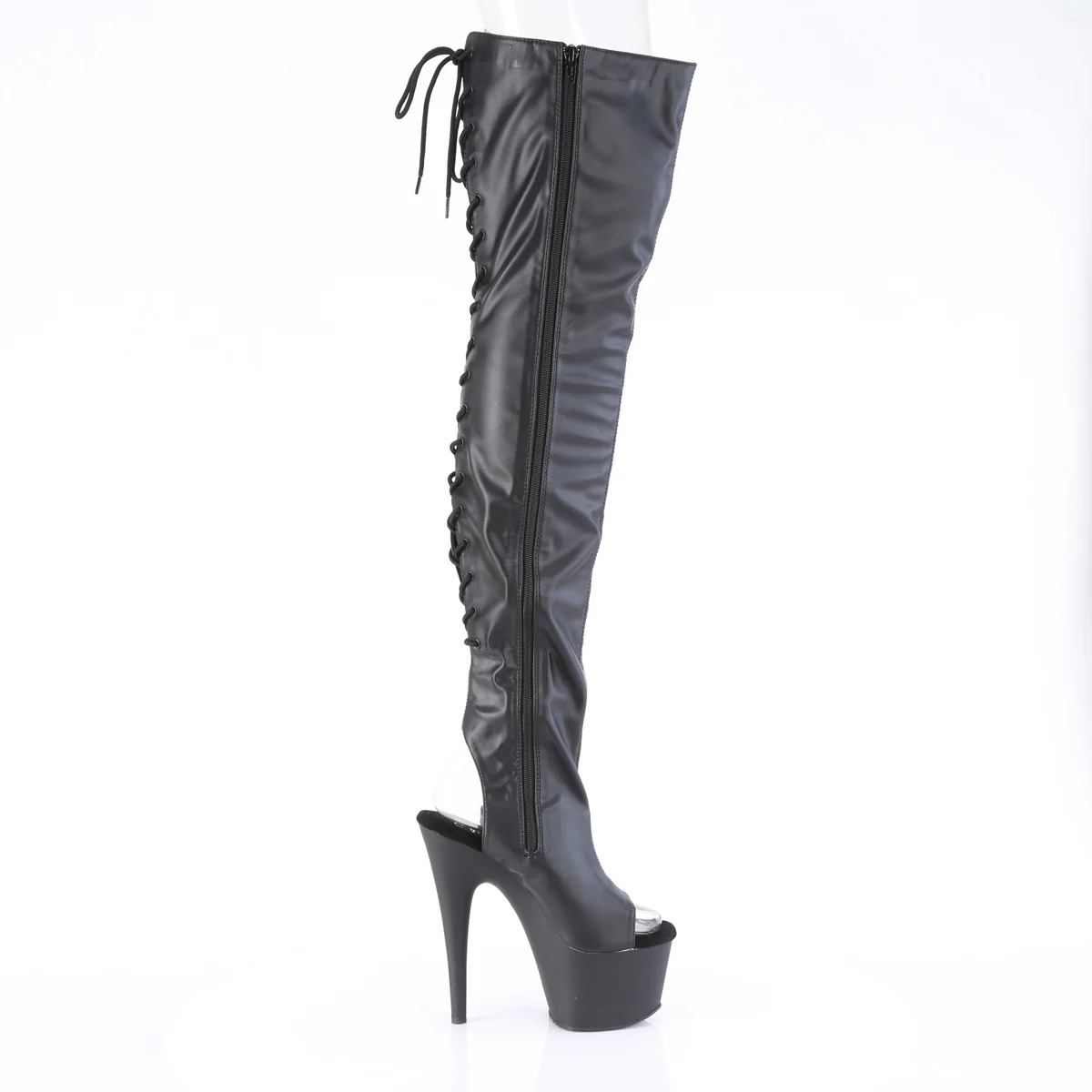 Black Faux Leather 7 Inch Fetish Glamour Thigh Boots -  Pleaser ADORE-3017 - Image 5