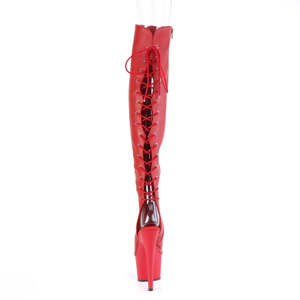 Red 7 Inch Platform Thigh Boots - Pleaser ADORE-3019 - Image 4