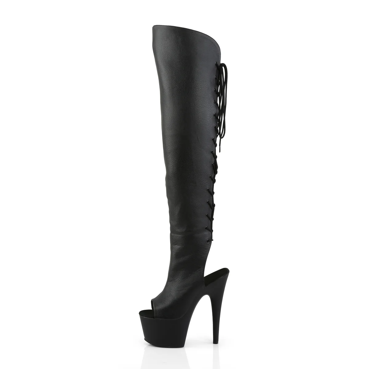 Black 7 Inch Erotic Platforms Thigh Boots -  Pleaser ADORE-3019 - Image 3