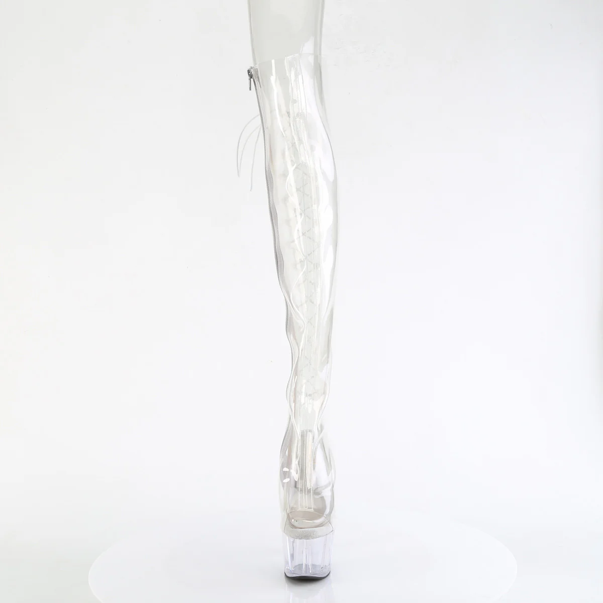 Clear 7 Inch Exotic Dance Thigh Boots - Pleaser ADORE-3019C - Image 2