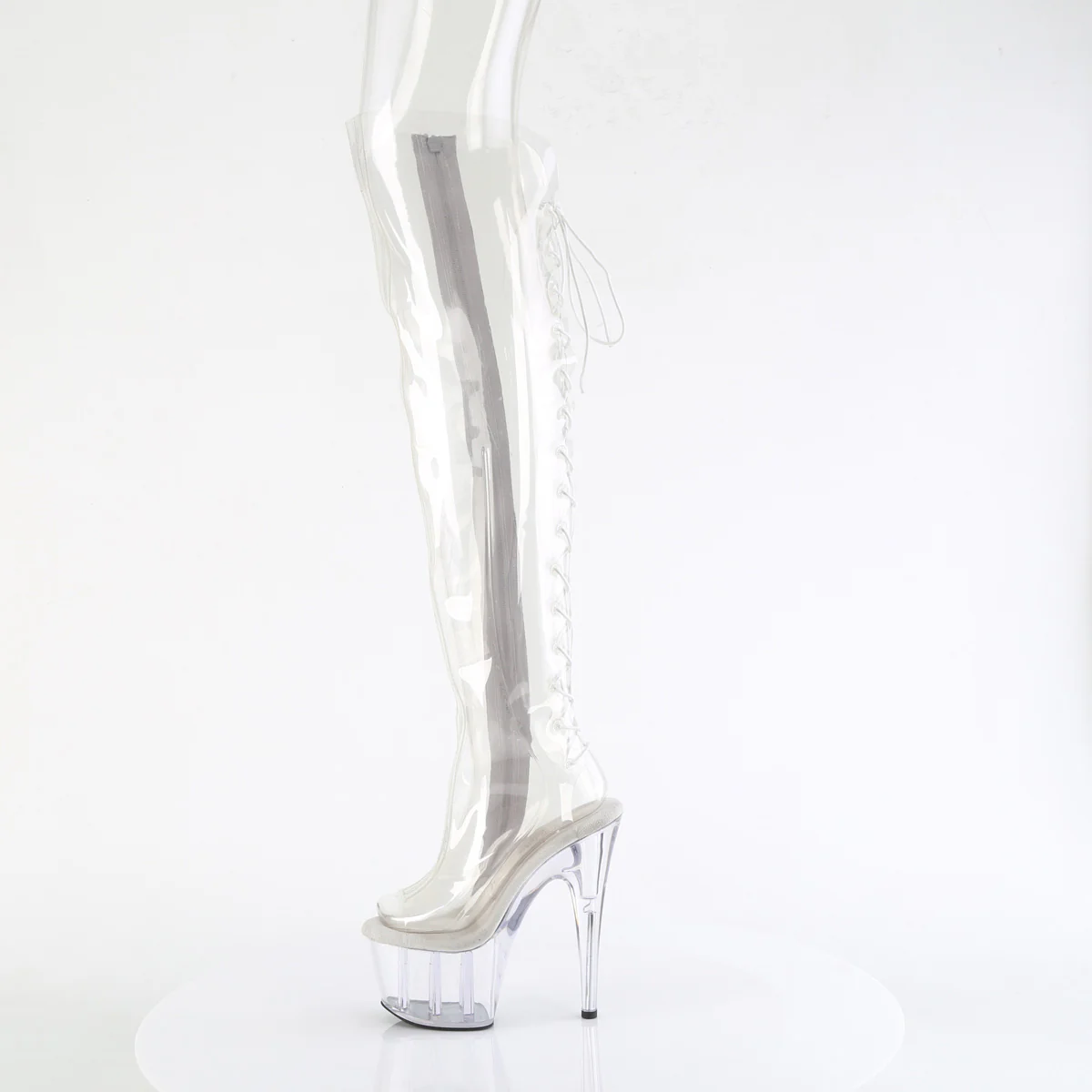 Clear 7 Inch Exotic Dance Thigh Boots - Pleaser ADORE-3019C - Image 3