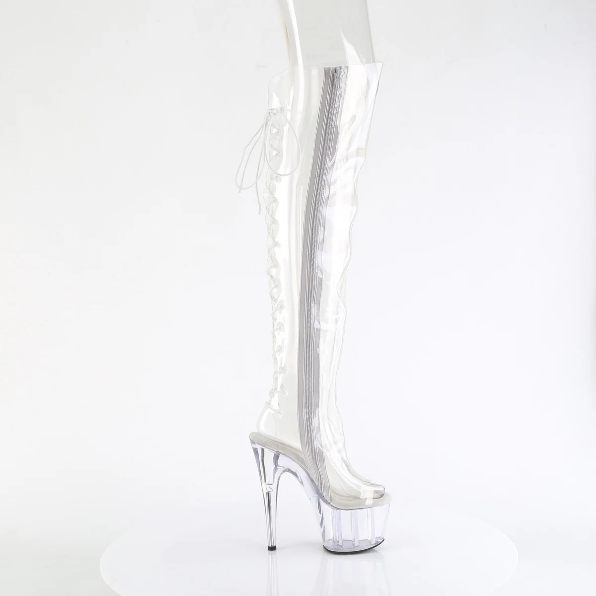 Clear 7 Inch Exotic Dance Thigh Boots - Pleaser ADORE-3019C - Image 5