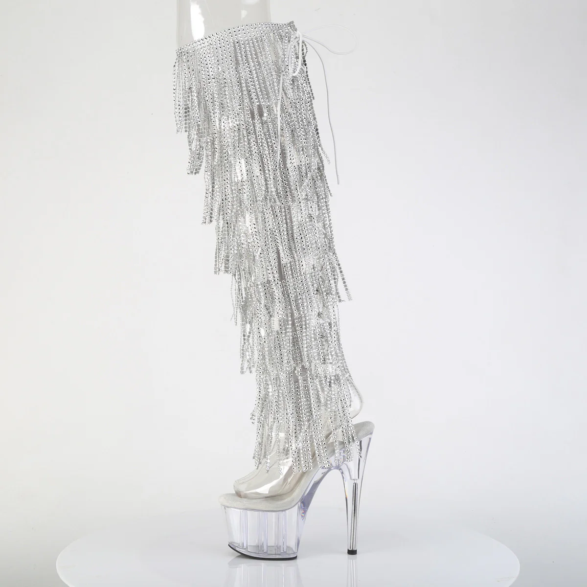 Clear 7 Inch Sexy Platform Thigh Boots - Pleaser ADORE-3019C-RSF - Image 3