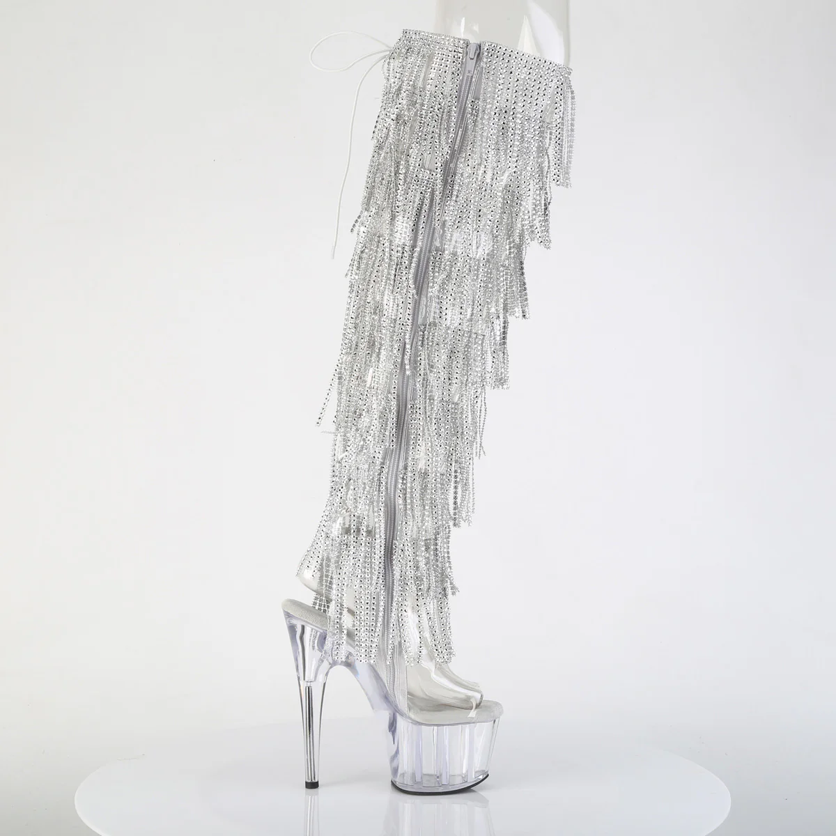 Clear 7 Inch Sexy Platform Thigh Boots - Pleaser ADORE-3019C-RSF - Image 5