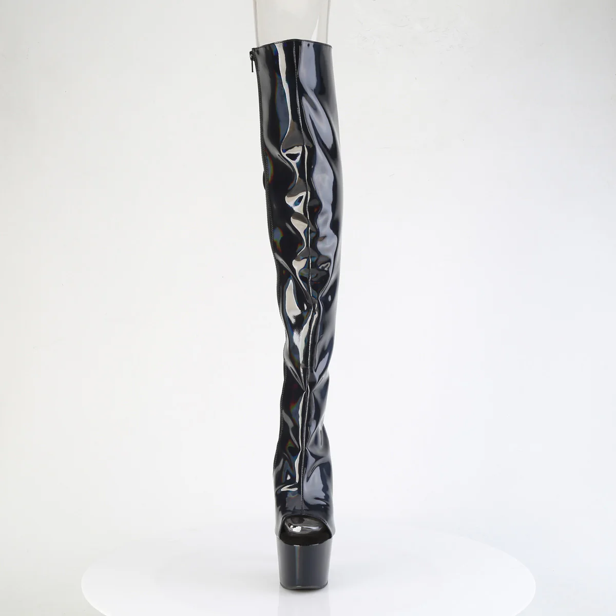Black Holo 7 Inch Pole Dance Thigh Boots - Pleaser ADORE-3019HWR - Image 2