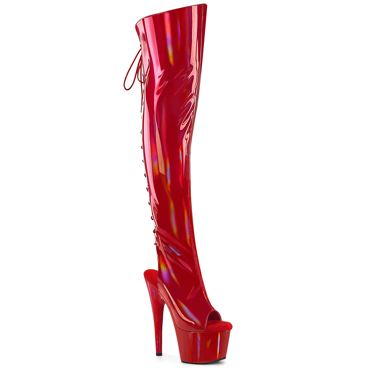 Red 7 Inch Exotic Thigh Boots - Pleaser ADORE-3019HWR