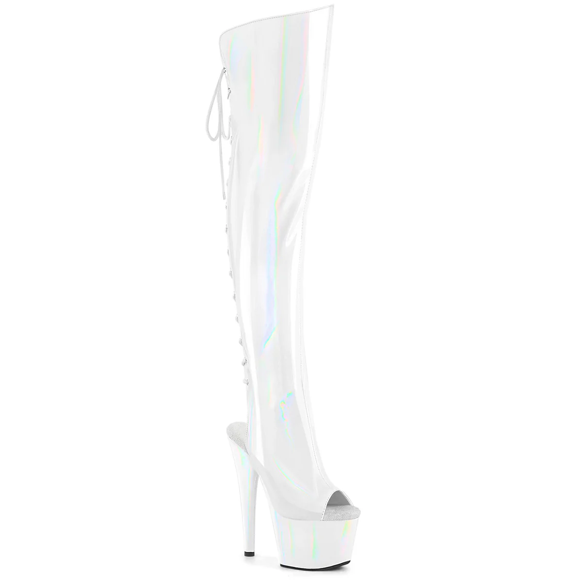 White 7 Inch Pole Dance Thigh Boots -  Pleaser ADORE-3019HWR
