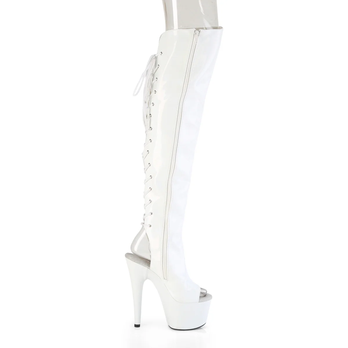 White 7 Inch Pole Dance Thigh Boots -  Pleaser ADORE-3019HWR - Image 5