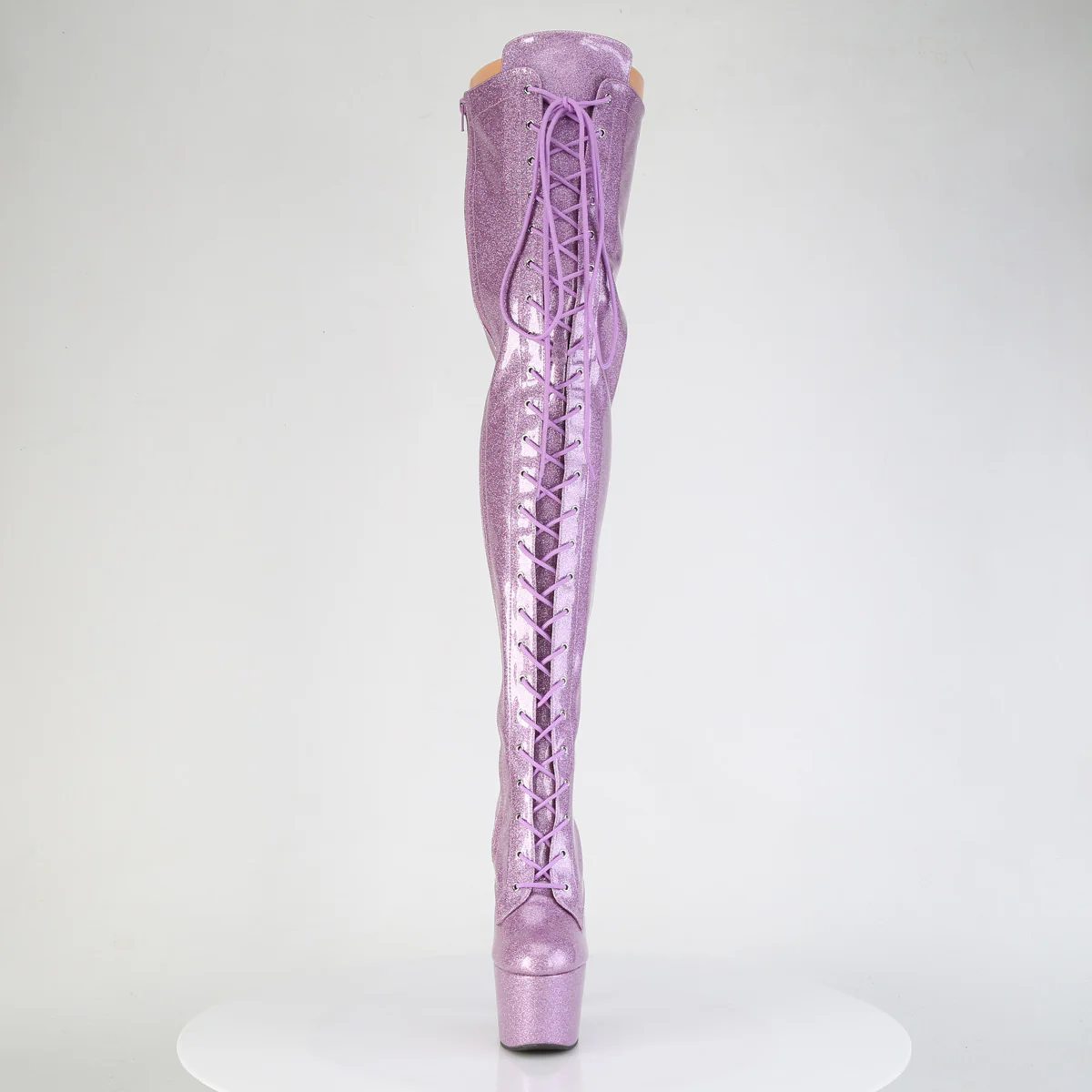 Lilac Glitter 7 Inch Pole Dancing Thigh Boots - Pleaser ADORE-3020GP - Image 2