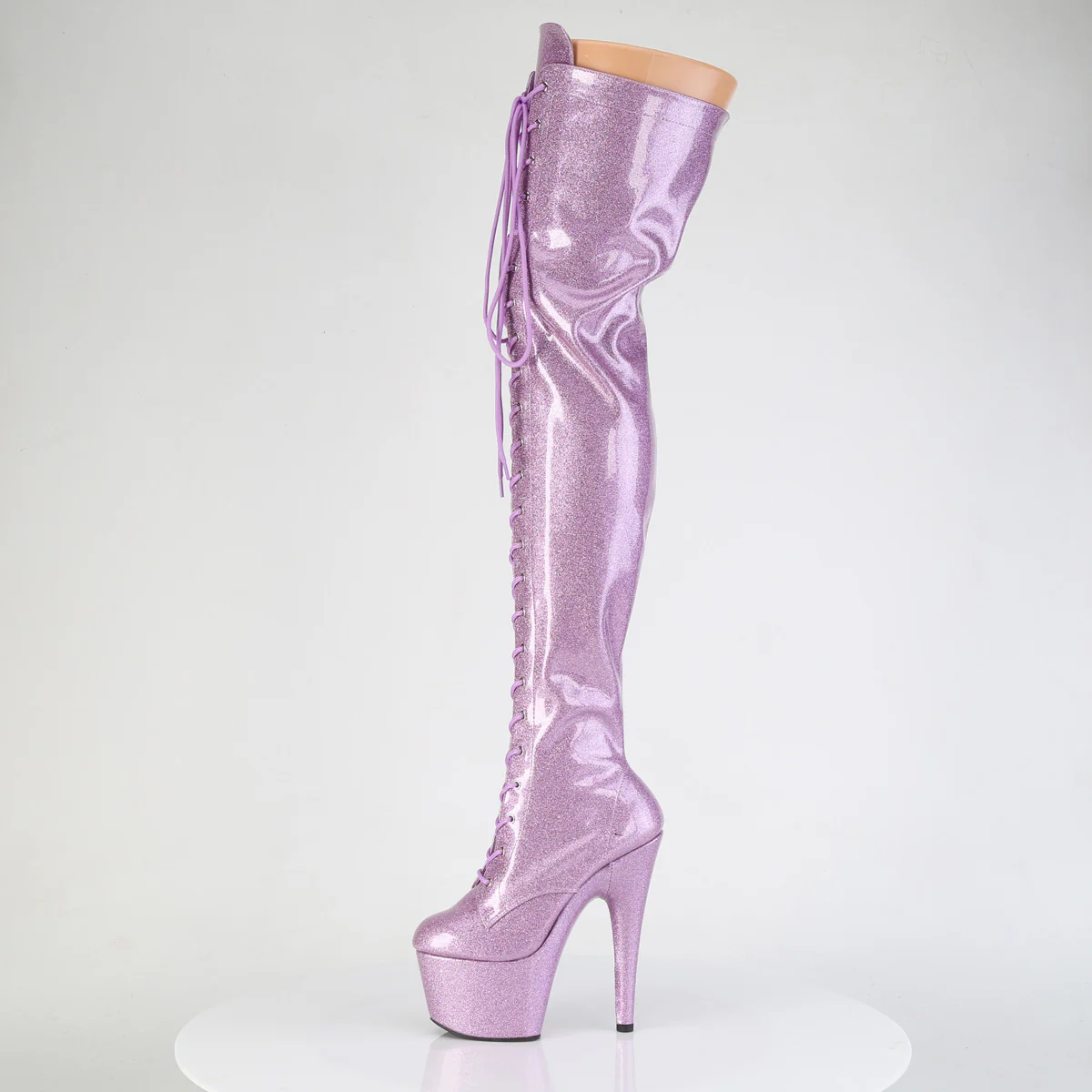 Lilac Glitter 7 Inch Pole Dancing Thigh Boots - Pleaser ADORE-3020GP - Image 3