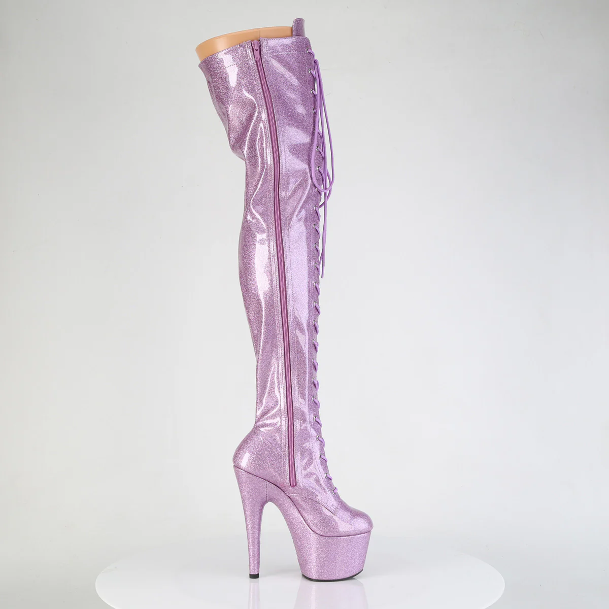 Lilac Glitter 7 Inch Pole Dancing Thigh Boots - Pleaser ADORE-3020GP - Image 5