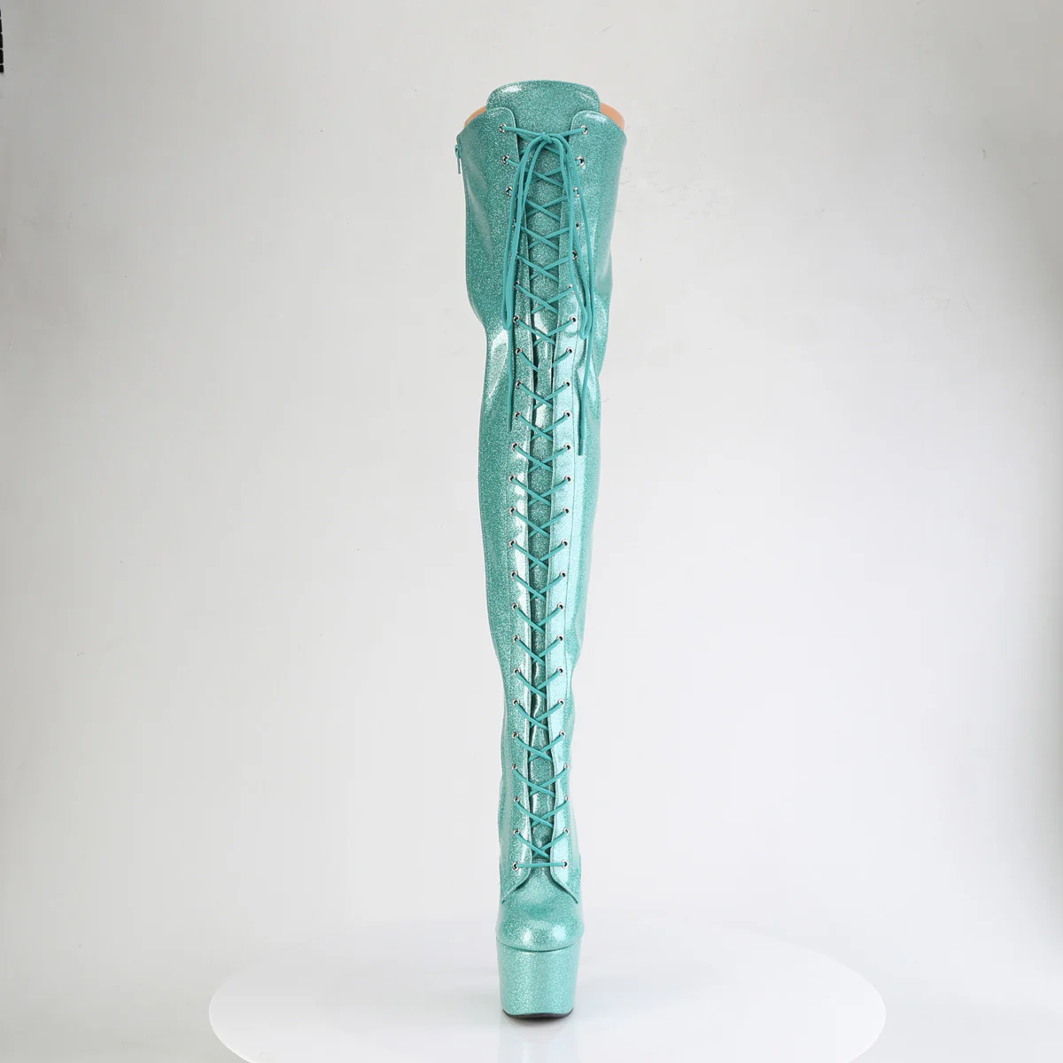 Aqua Glitter 7 Inch Exotic Dancer Thigh Boots - Pleaser ADORE-3020GP - Image 2