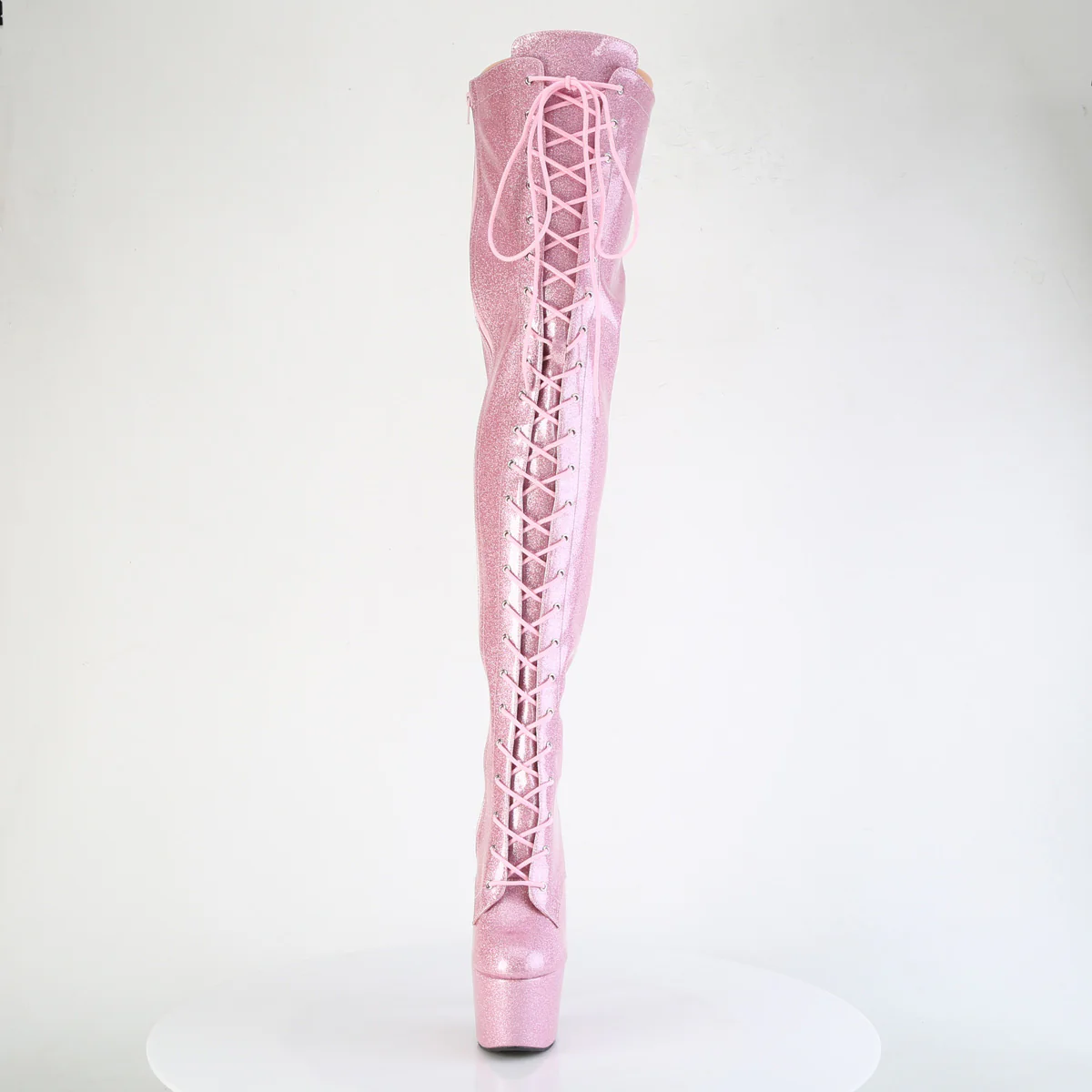 Baby Pink Glitter 7 Inch Fetish Platforms Thigh Boots -  Pleaser ADORE-3020GP - Image 2