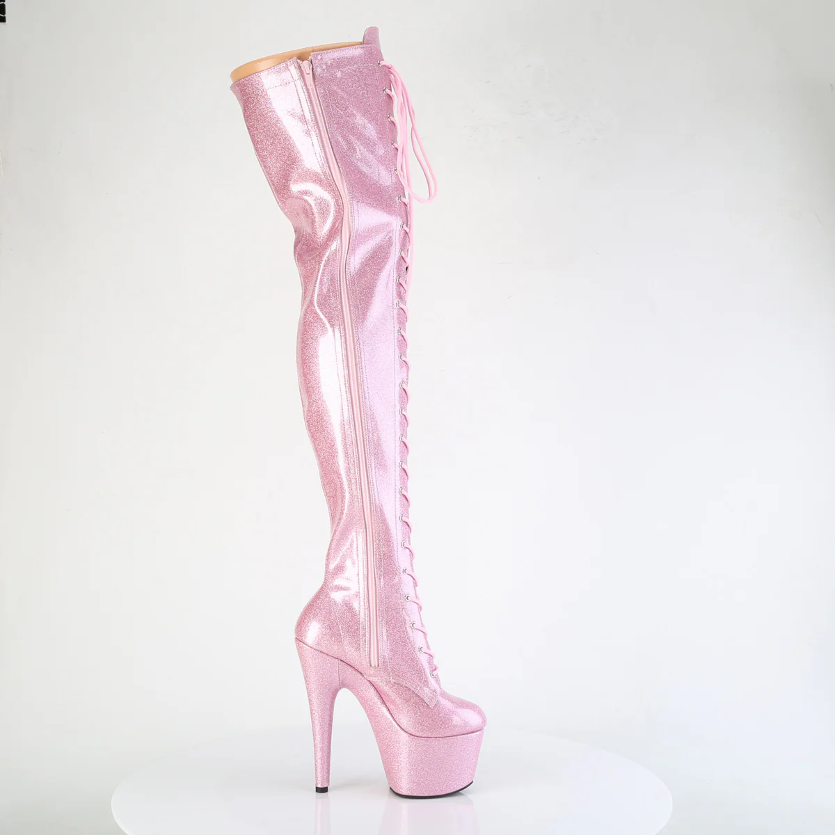 Baby Pink Glitter 7 Inch Fetish Platforms Thigh Boots -  Pleaser ADORE-3020GP - Image 5