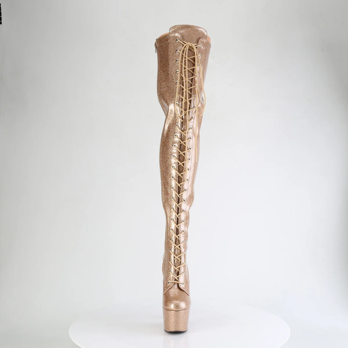 Gold Glitter 7 Inch Pole Dancer Thigh Boots - Pleaser ADORE-3020GP - Image 2