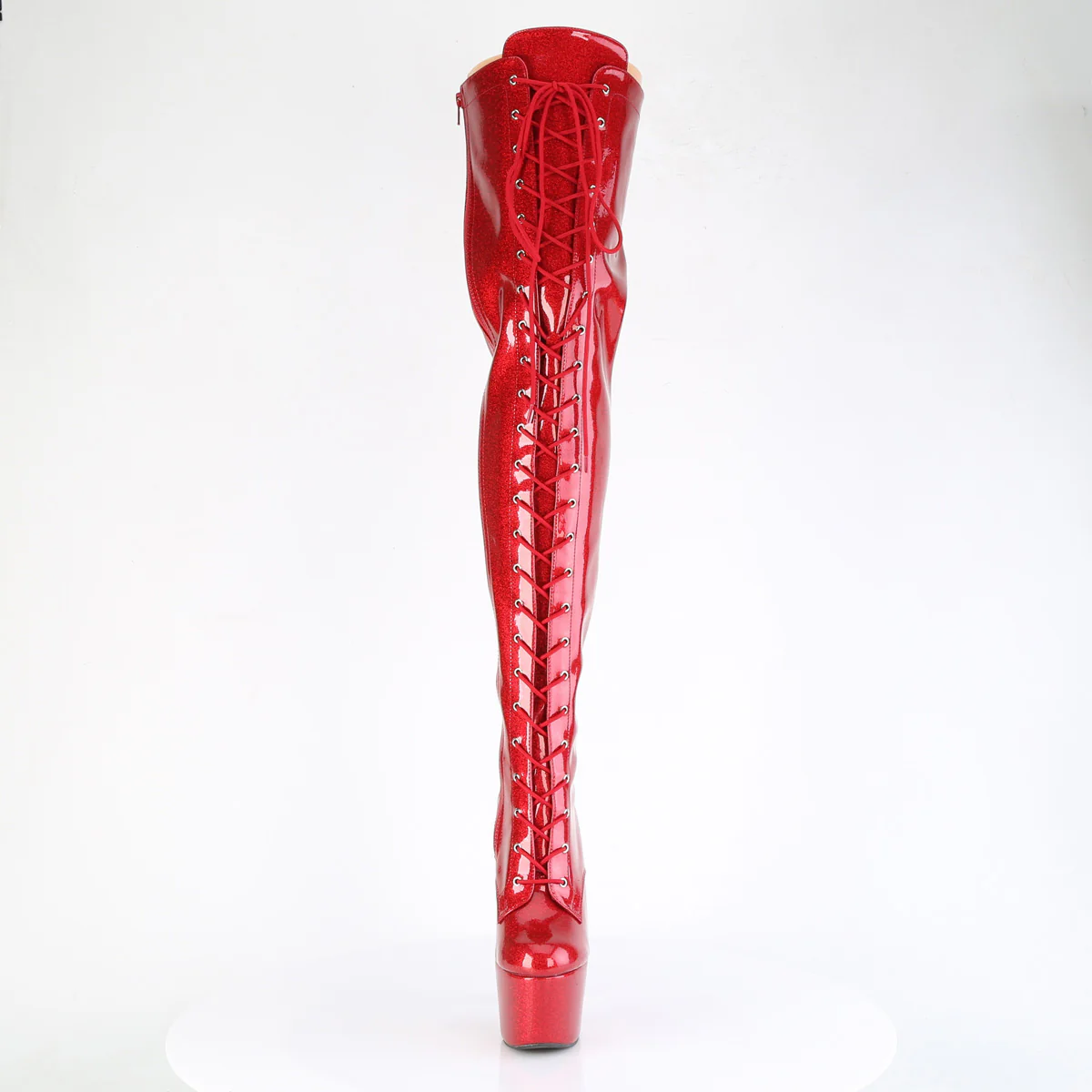 Red Glitter 7 Inch Exotic Dance Thigh Boots -  Pleaser ADORE-3020GP - Image 2