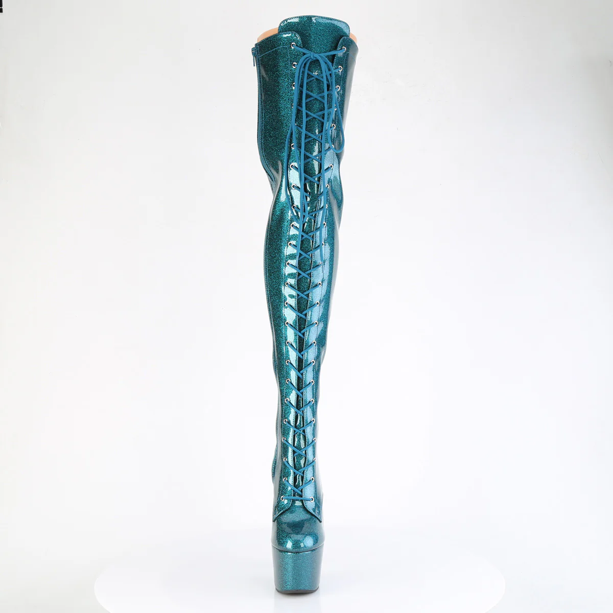 Teal Glitter 7 Inch Fetish Thigh Boots - Pleaser ADORE-3020GP - Image 2