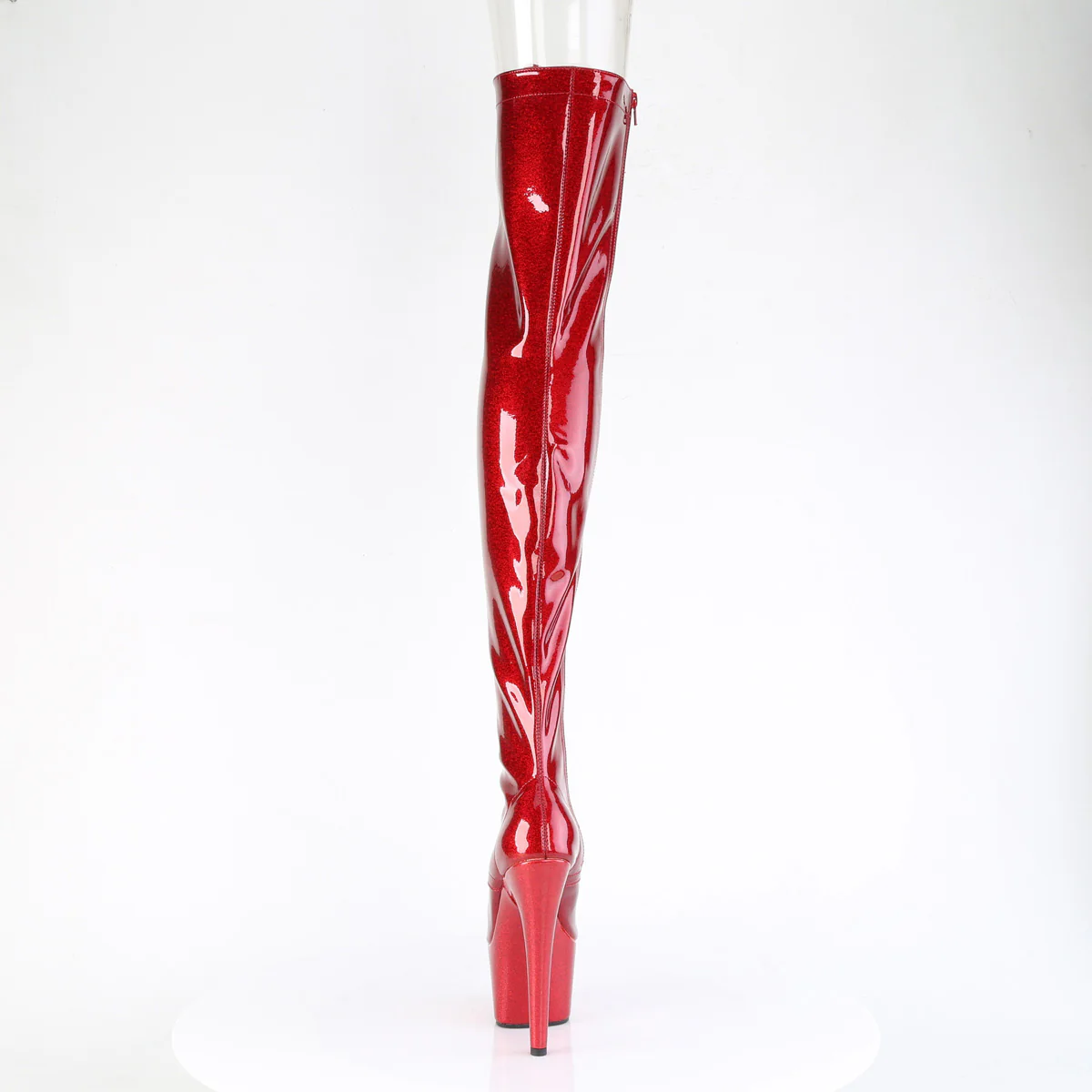 Red Glitter 7 Inch Exotic Dancer Thigh Boots - Pleaser ADORE-3021GP - Image 4