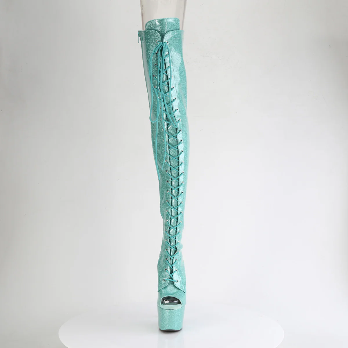 Aqua Glitter 7 Inch Exotic Platform Thigh Boots - Pleaser ADORE-3021GP - Image 2