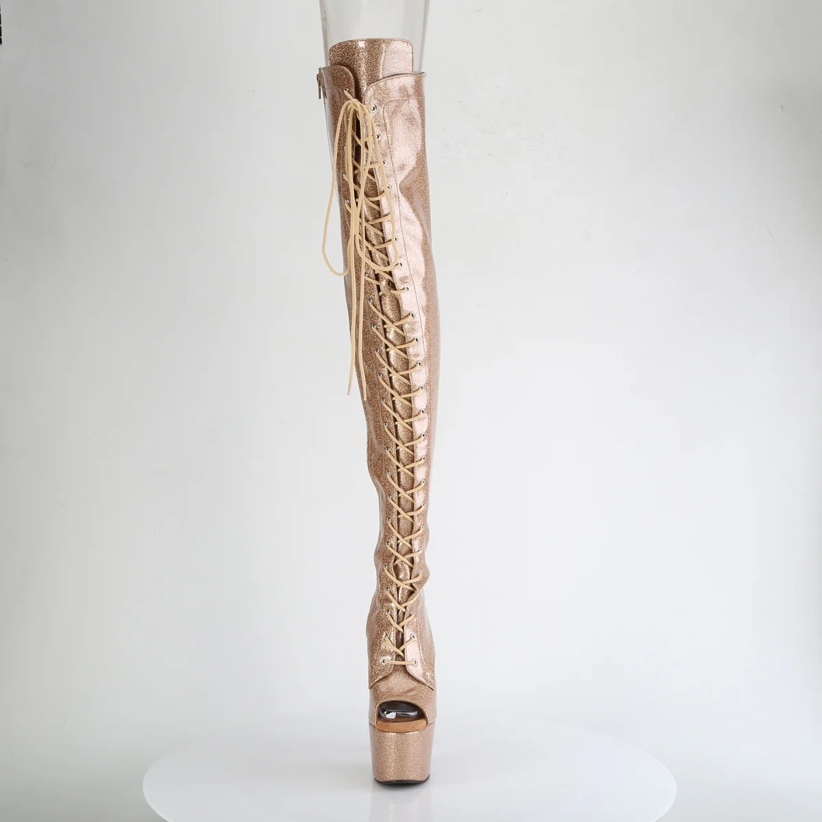 Gold Glitter 7 Inch Exotic Dancer Thigh Boots - Pleaser ADORE-3021GP - Image 2