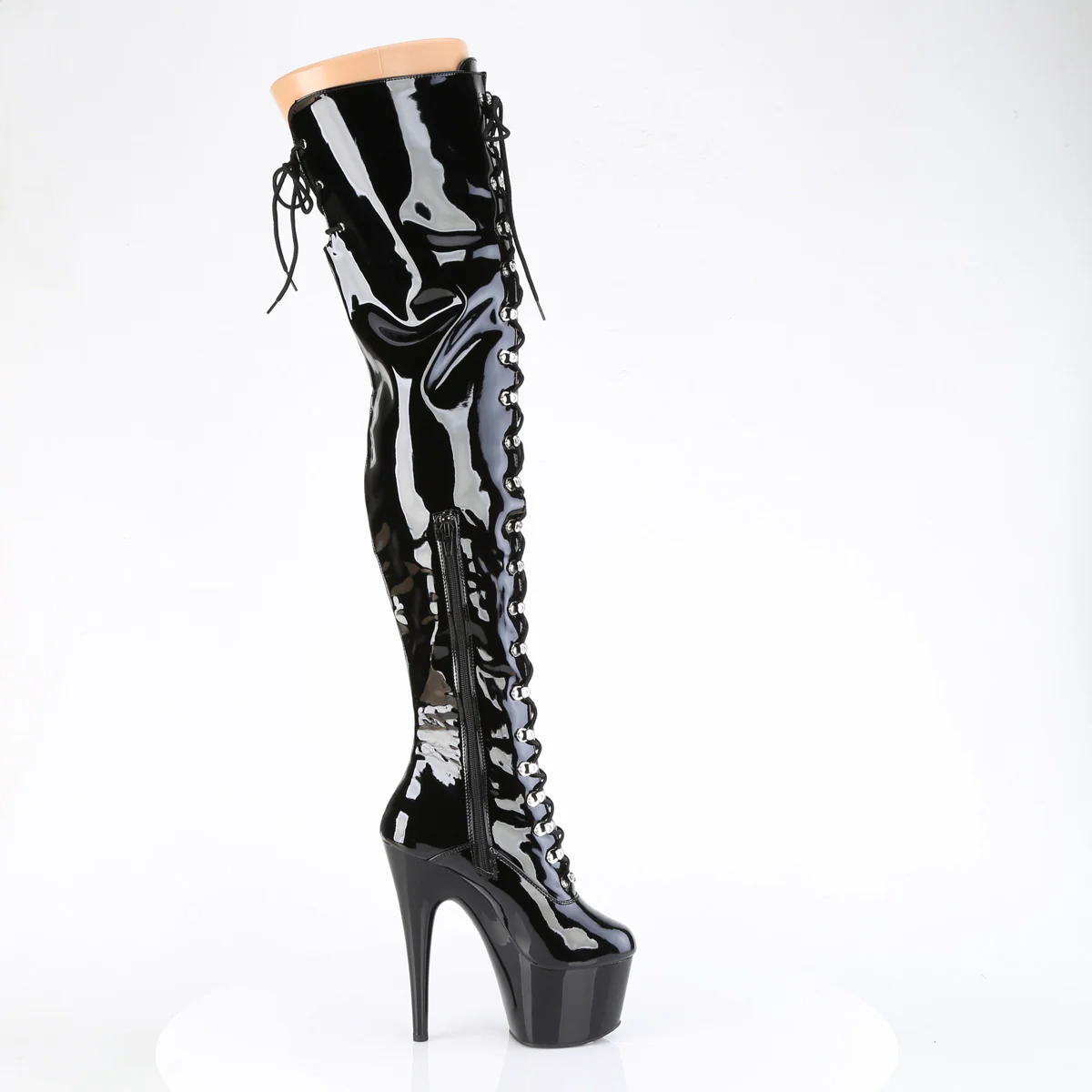Black Patent 7 Inch Fetish Platform Thigh Boots - Pleaser ADORE-3022 - Image 5
