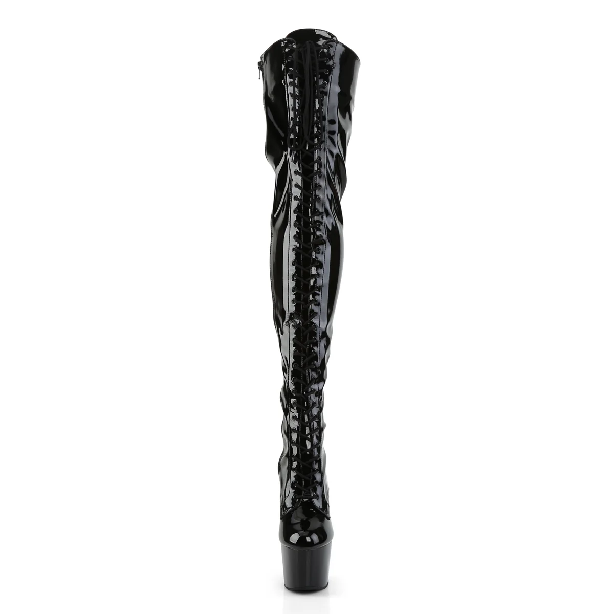 Black Patent 7 Inch Platform Kinky Thigh Boots - Pleaser ADORE-3023 - Image 2