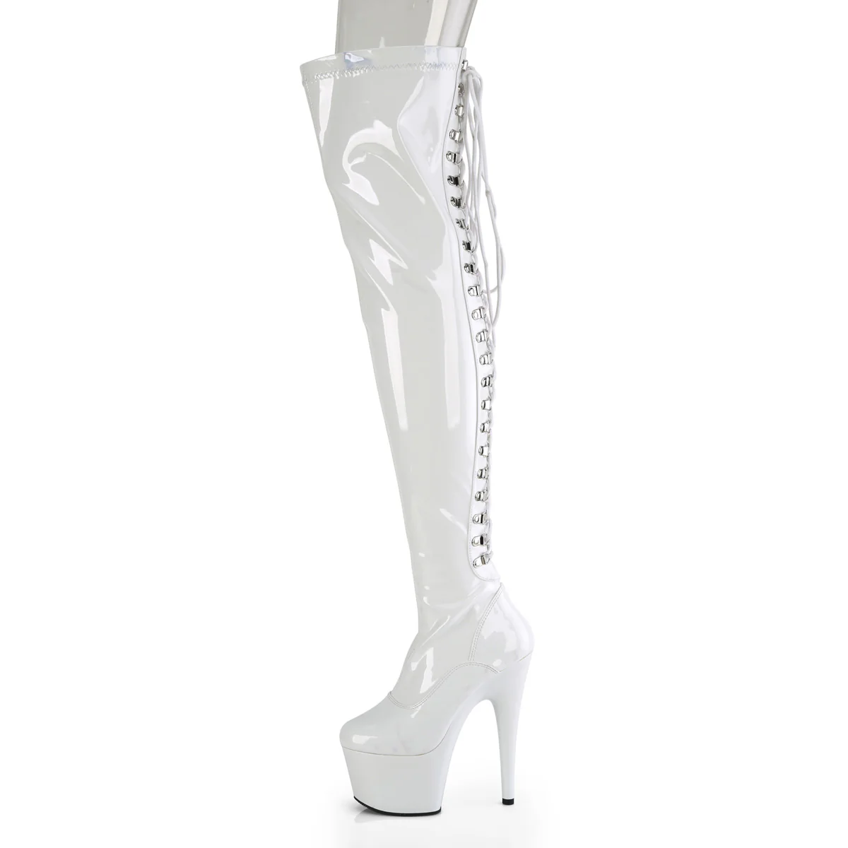White 7 Inch Lap Dance Thigh Boots - Pleaser ADORE-3063 - Image 3