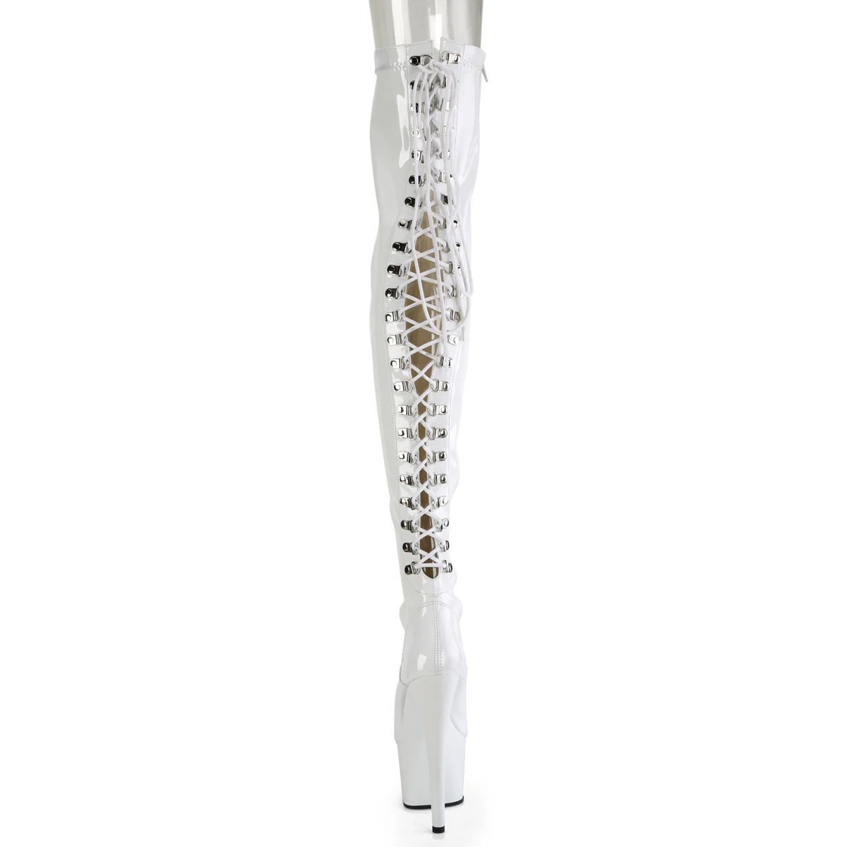 White 7 Inch Lap Dance Thigh Boots - Pleaser ADORE-3063 - Image 4