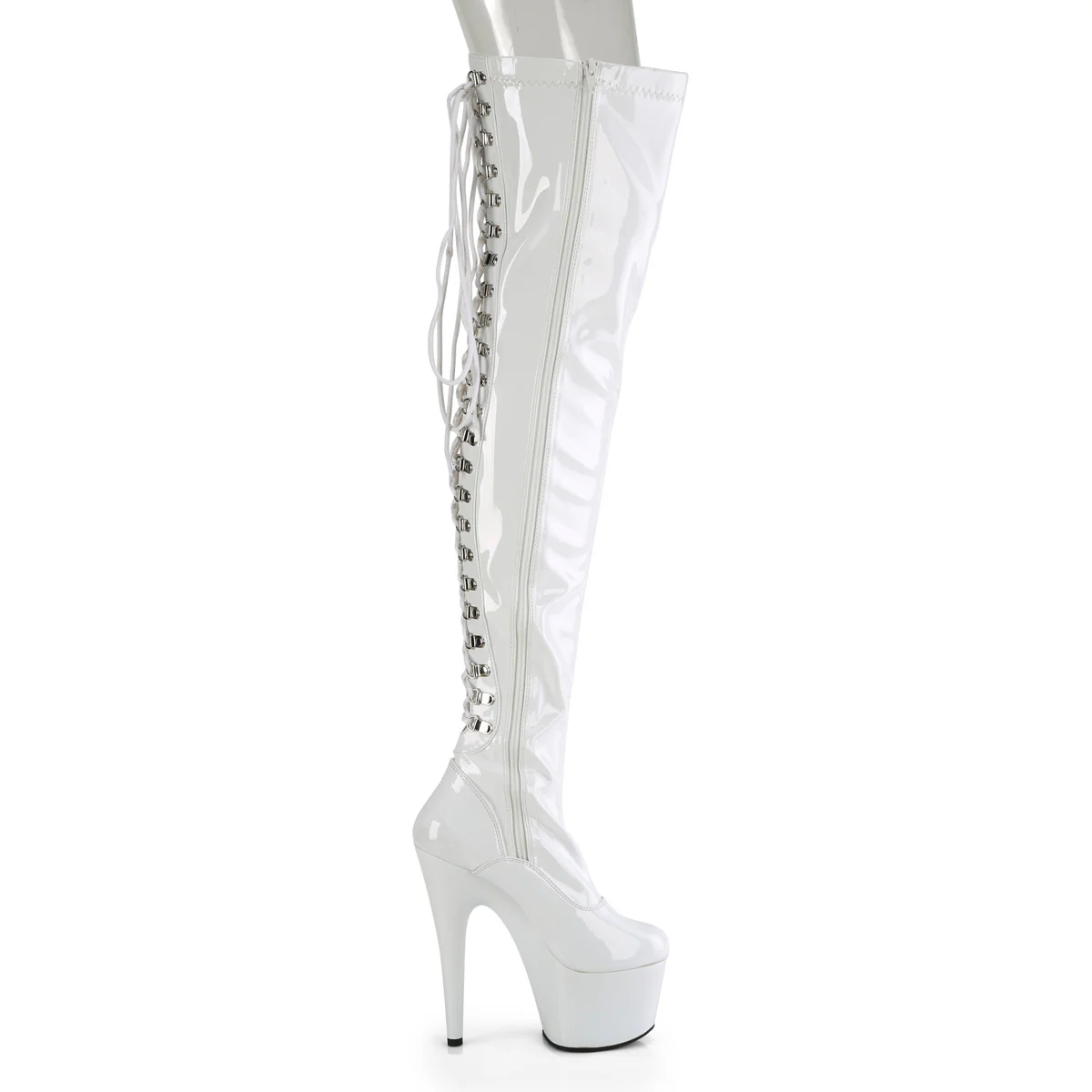 White 7 Inch Lap Dance Thigh Boots - Pleaser ADORE-3063 - Image 5