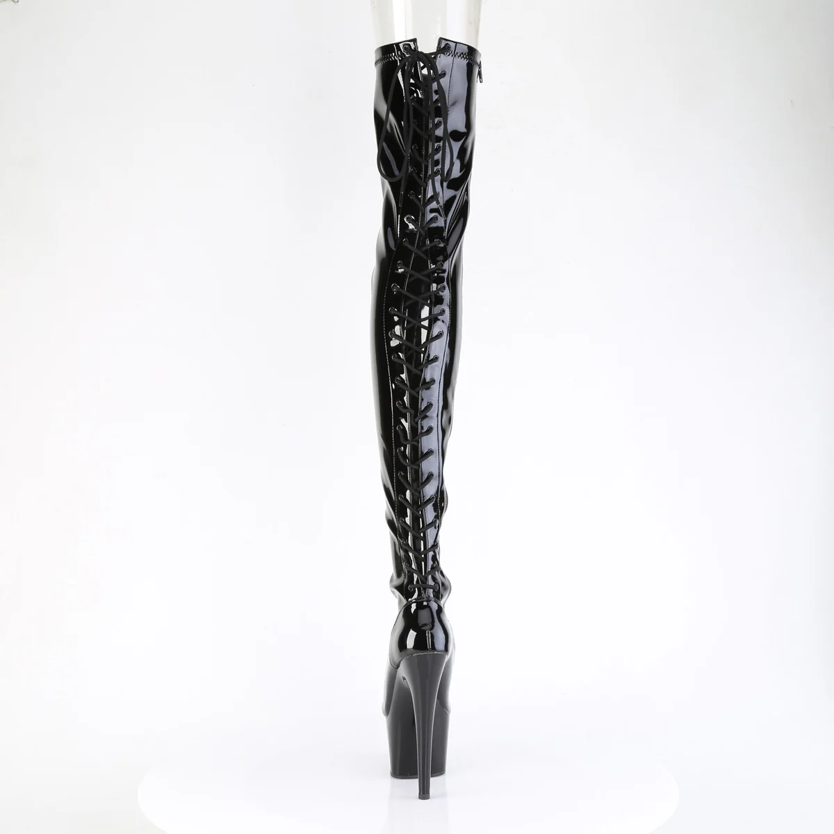 Black Patent 7 Inch Glamour Thigh Boots - Pleaser ADORE-3850 - Image 4