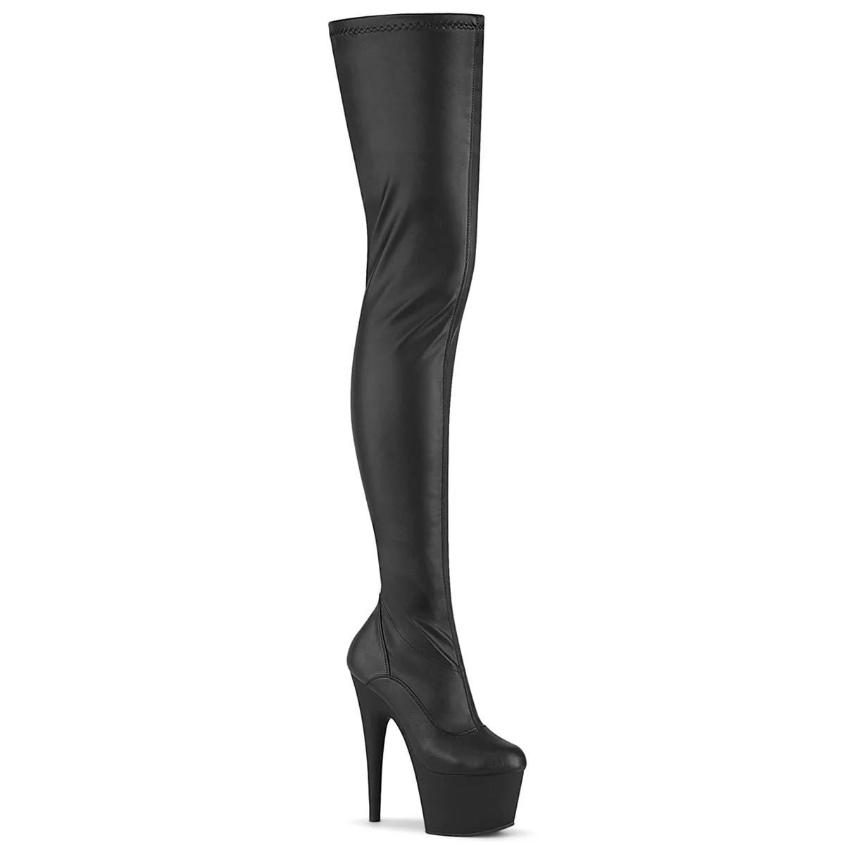 Black Faux Leather 7 Inch Pole Dancer Crotch Boots - Pleaser ADORE-4000