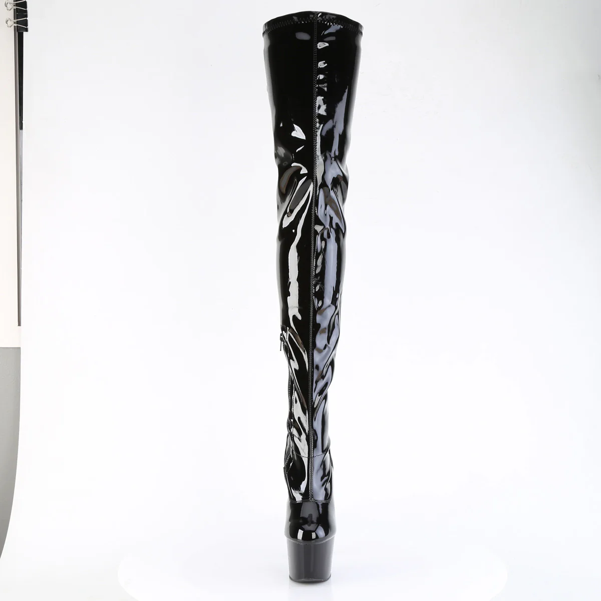 Black Patent 7 Inch Pole Dancer Crotch Highs - Pleaser ADORE-4000SLT - Image 2