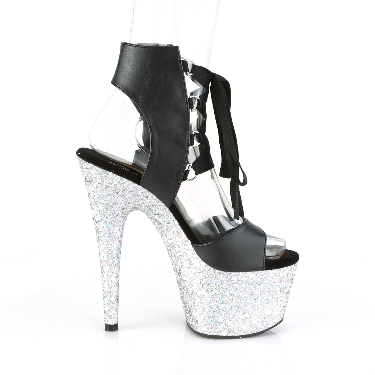 Black 7 Inch Platform Dancer Platform Shoes -  Pleaser ADORE-700-14LG - Image 5