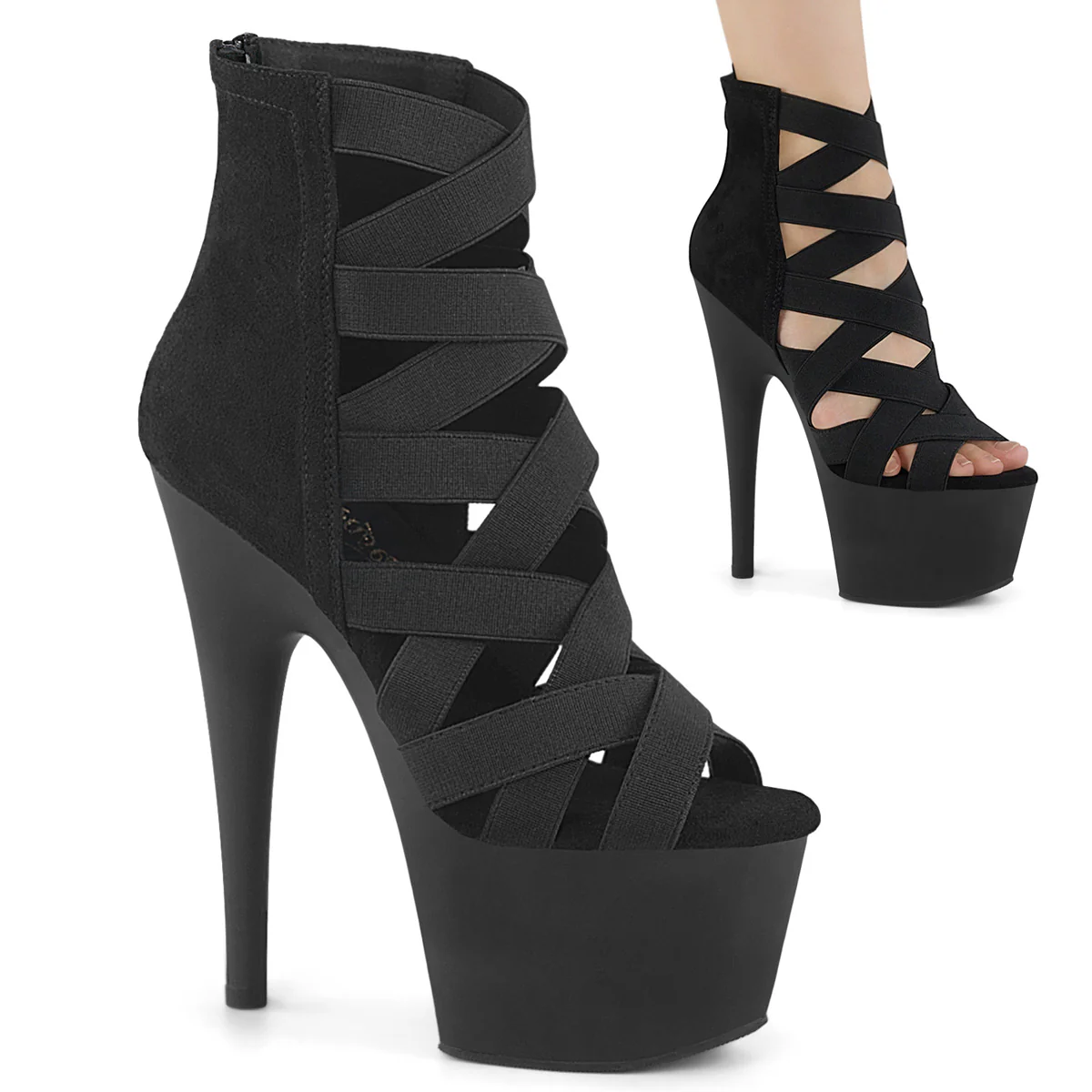 Black 7 Inch Pole Dance Platform Shoes - Pleaser ADORE-700-24