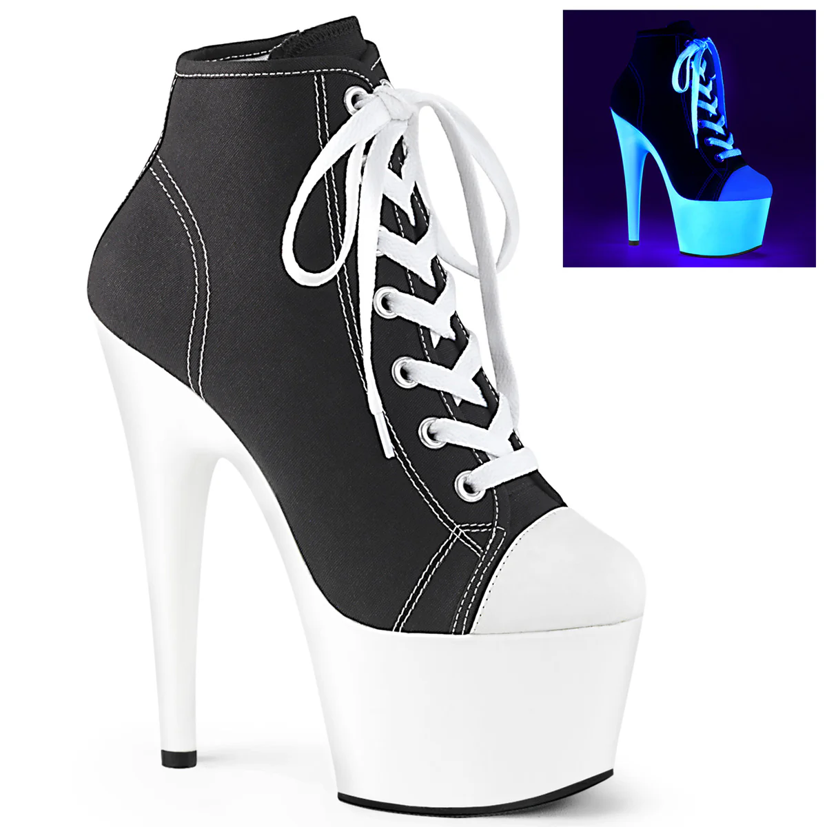 Black 7 Inch Exotic Dancer Pole Shoes - Pleaser ADORE-700SK-02